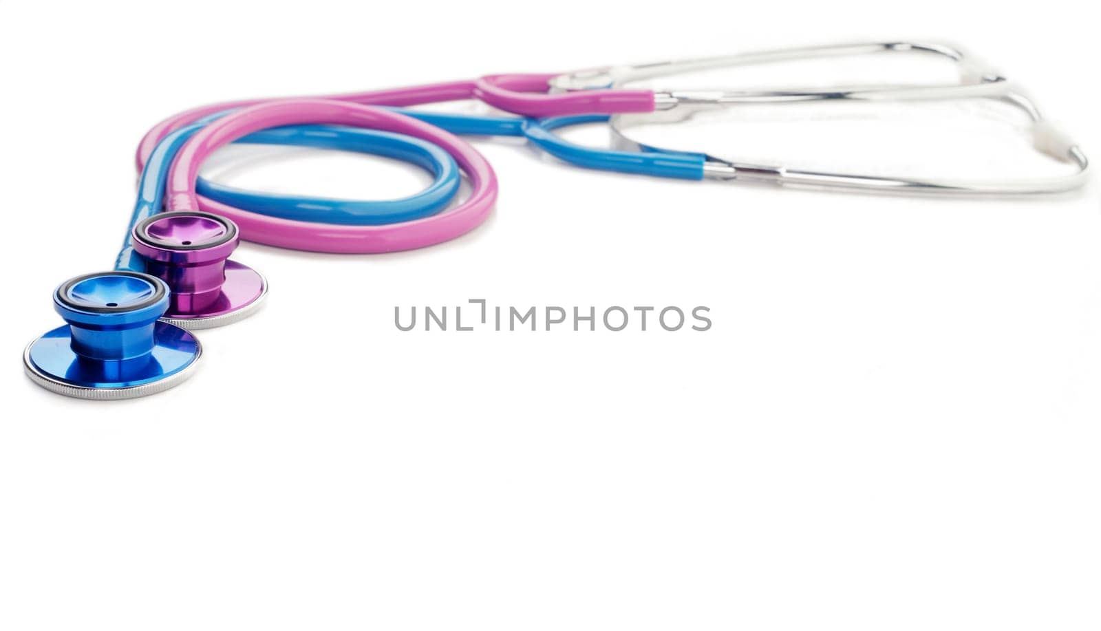 great image of pink and blue stethoscopes