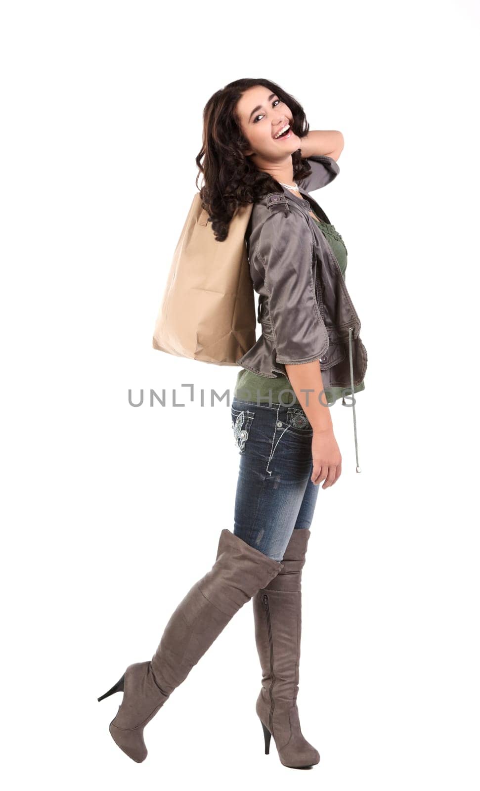 beautiful young teenage woman with shopping bag