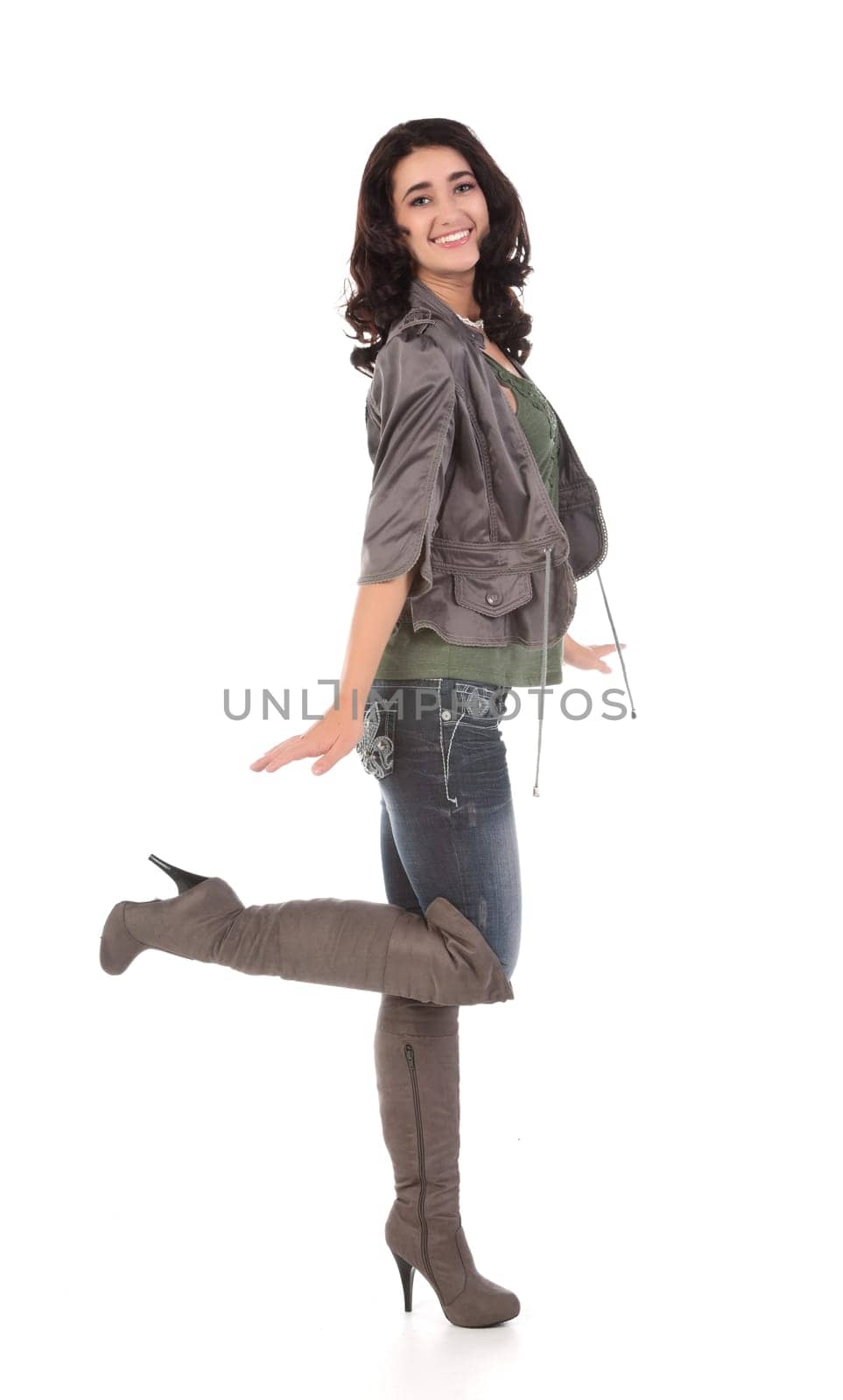 beautiful young teenage woman isolated on white