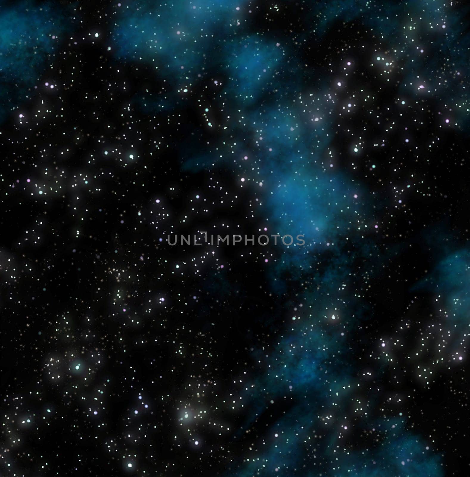lots of stars in outer space with blue nebula clouds