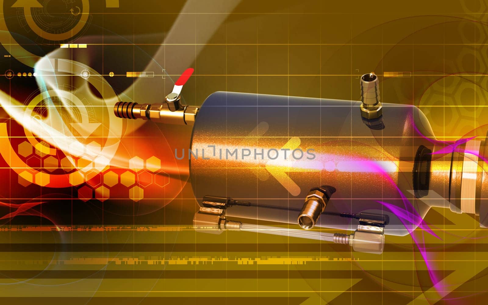 Digital illustration of Catch can in colour background