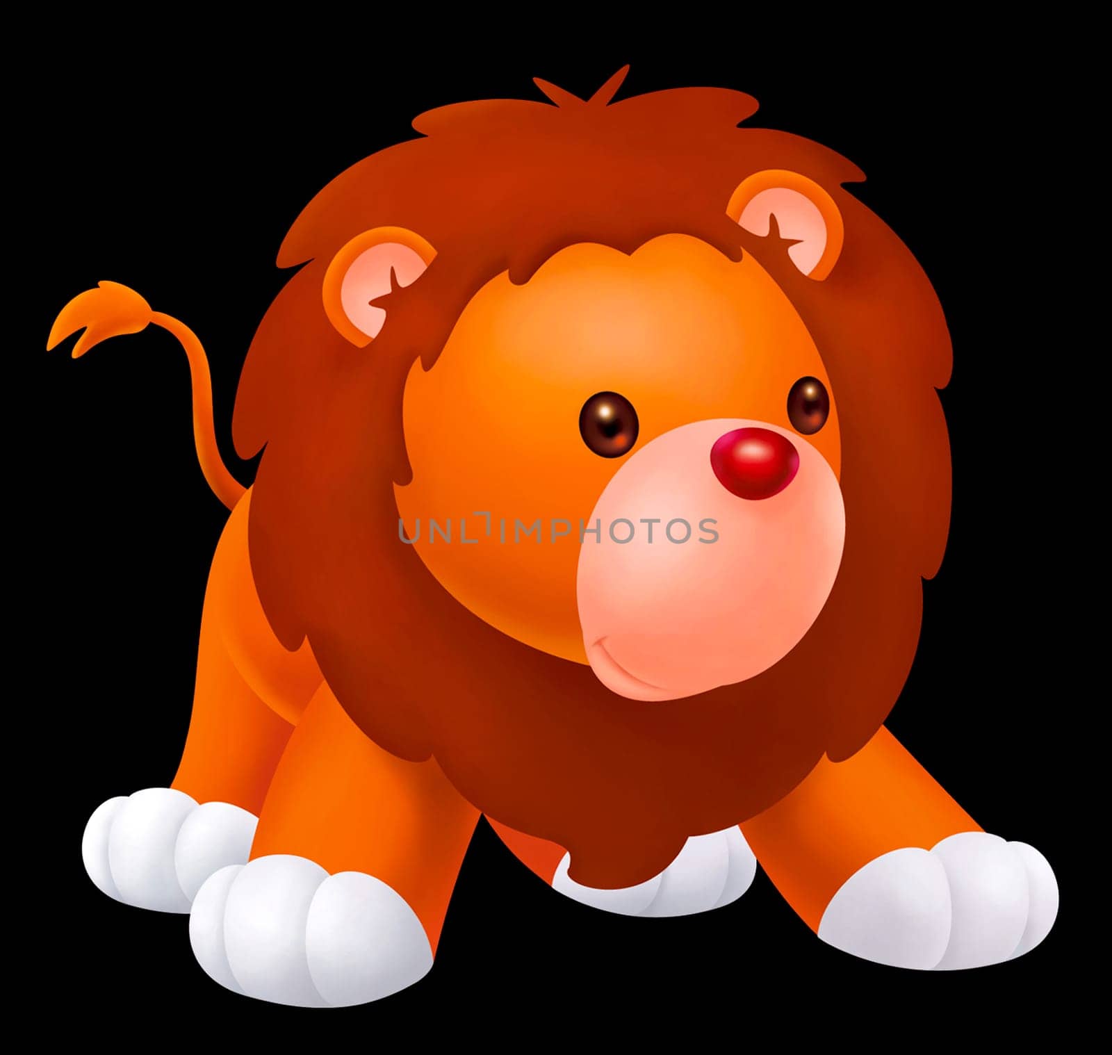 a digitally illustrated cute baby lion