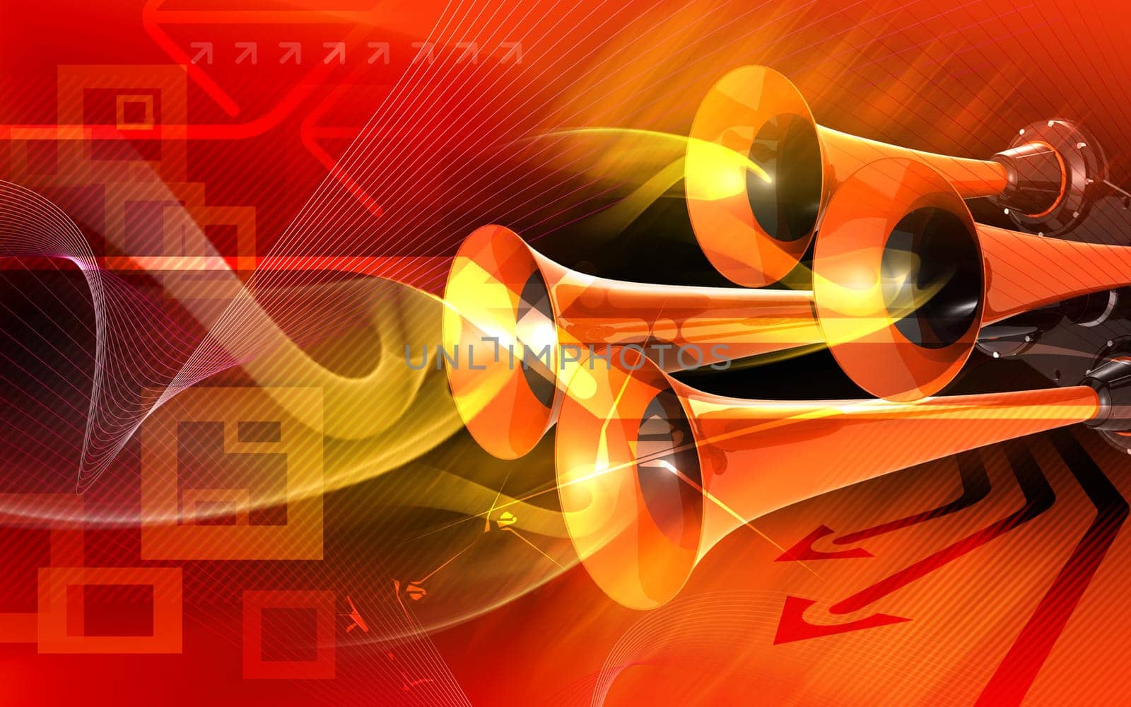 Digital illustration of horn in colour background