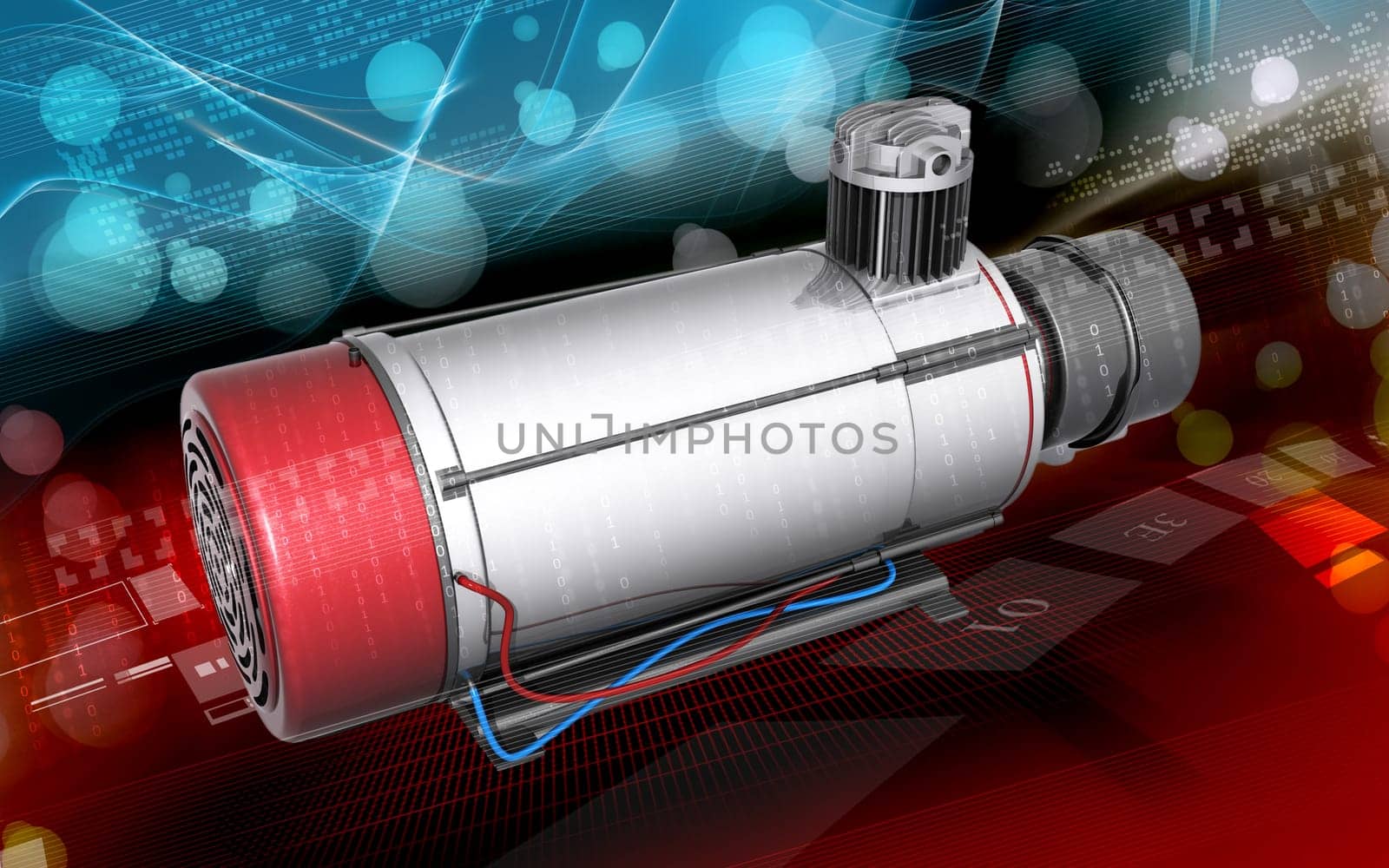 Digital illustration of air compressor in colour background