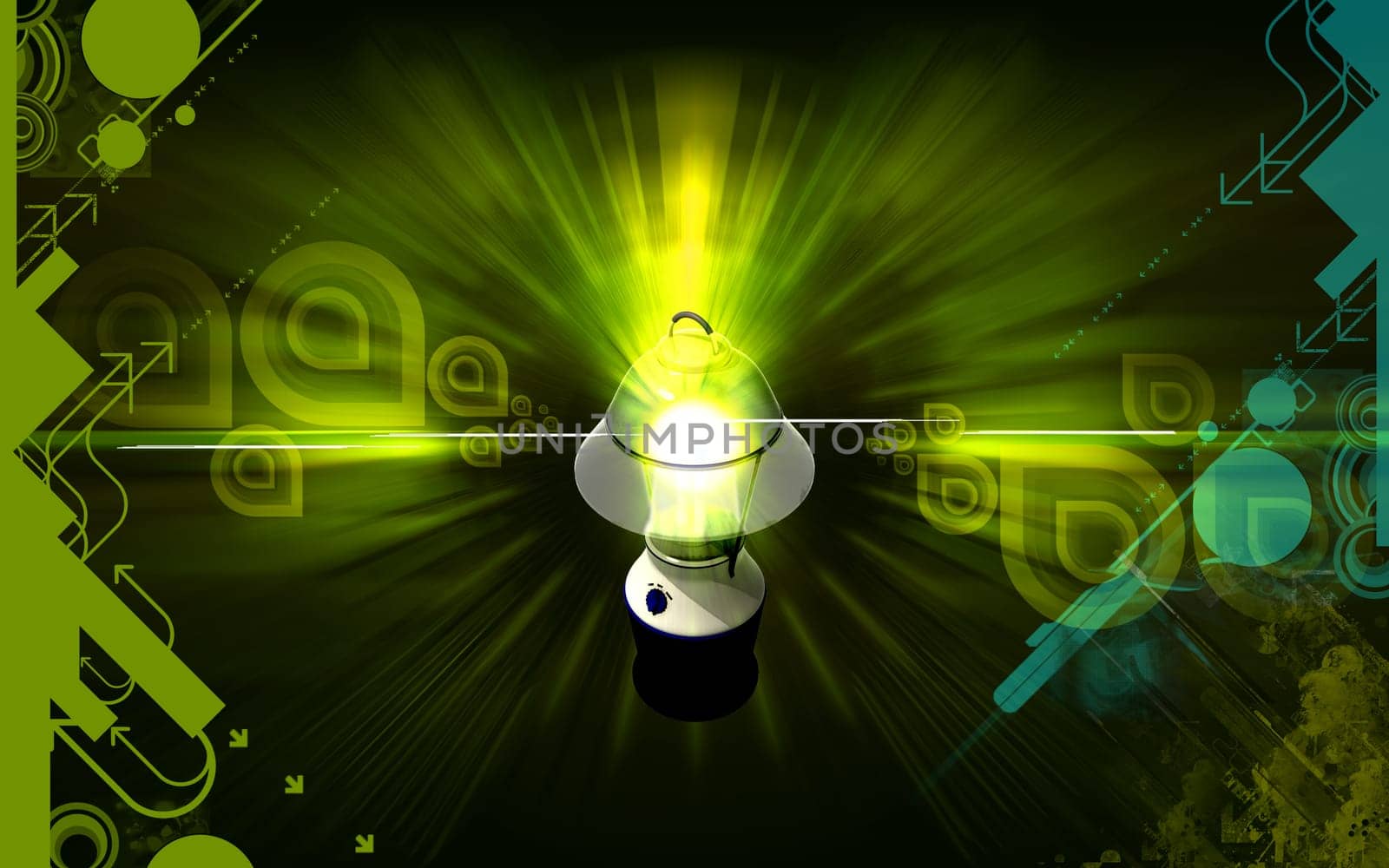 Digital illustration of a Rechargeable floured lantern in colour background