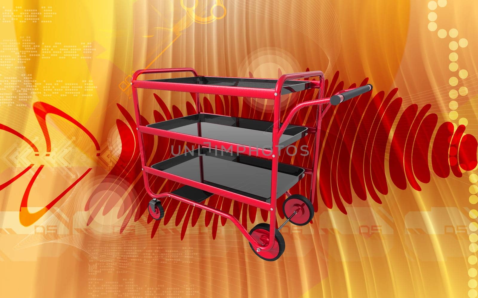 Digital illustration of a Service cart in colour background