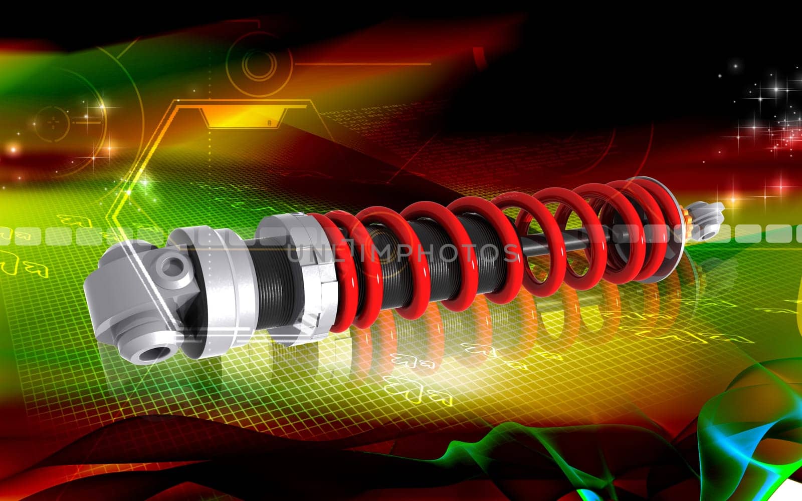 Digital illustration of Shock absorber in colour background