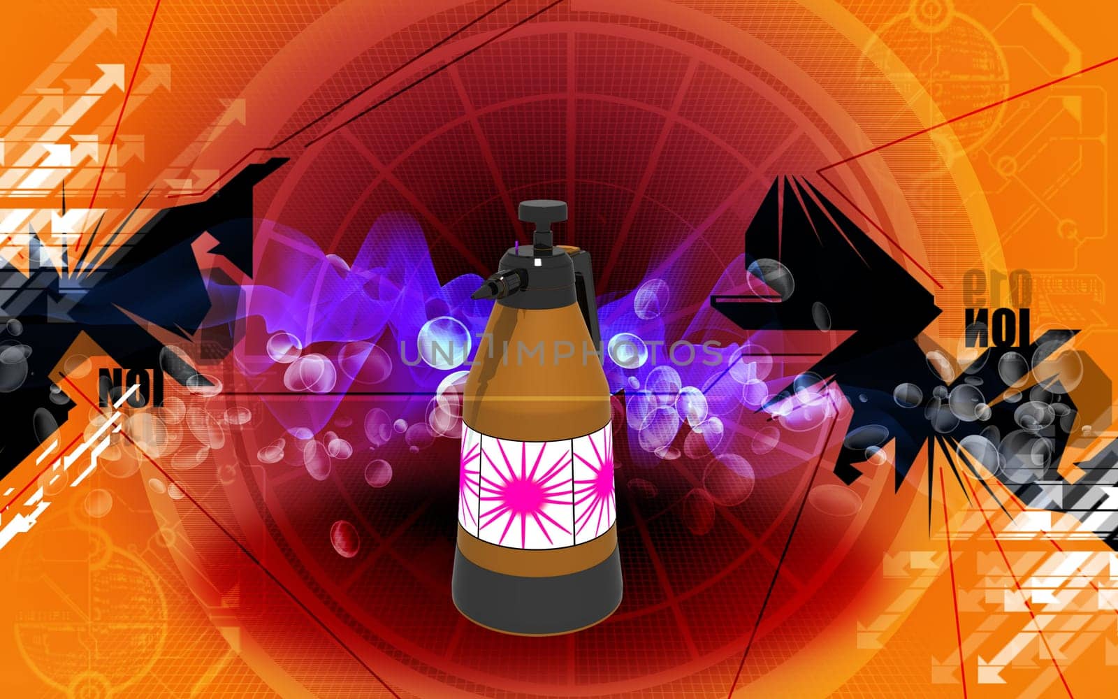 Digital illustration of a Pressure sprayer in colour background