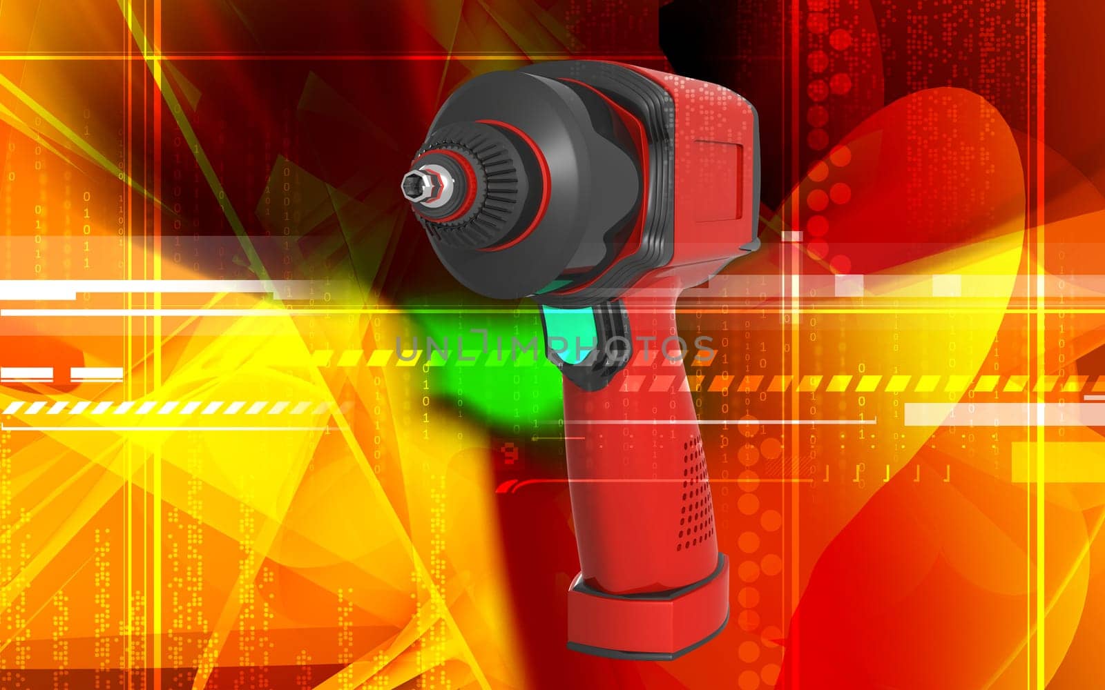 Digital illustration of impact wrench in colour background
