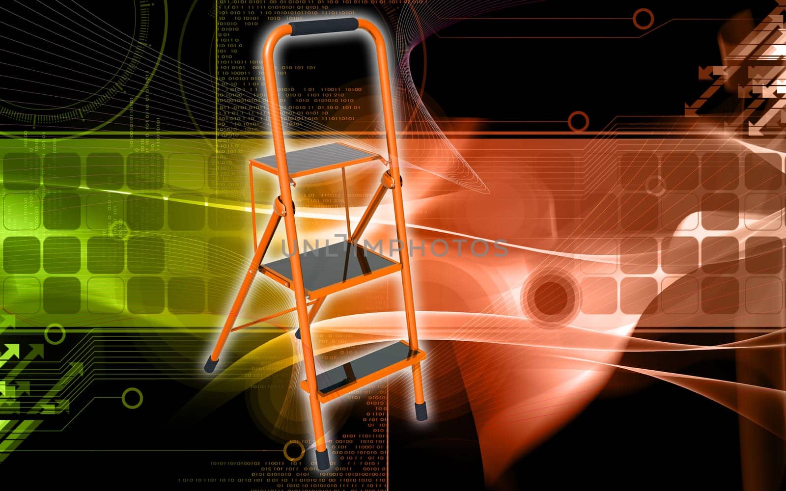 Digital illustration of ladder in colour background