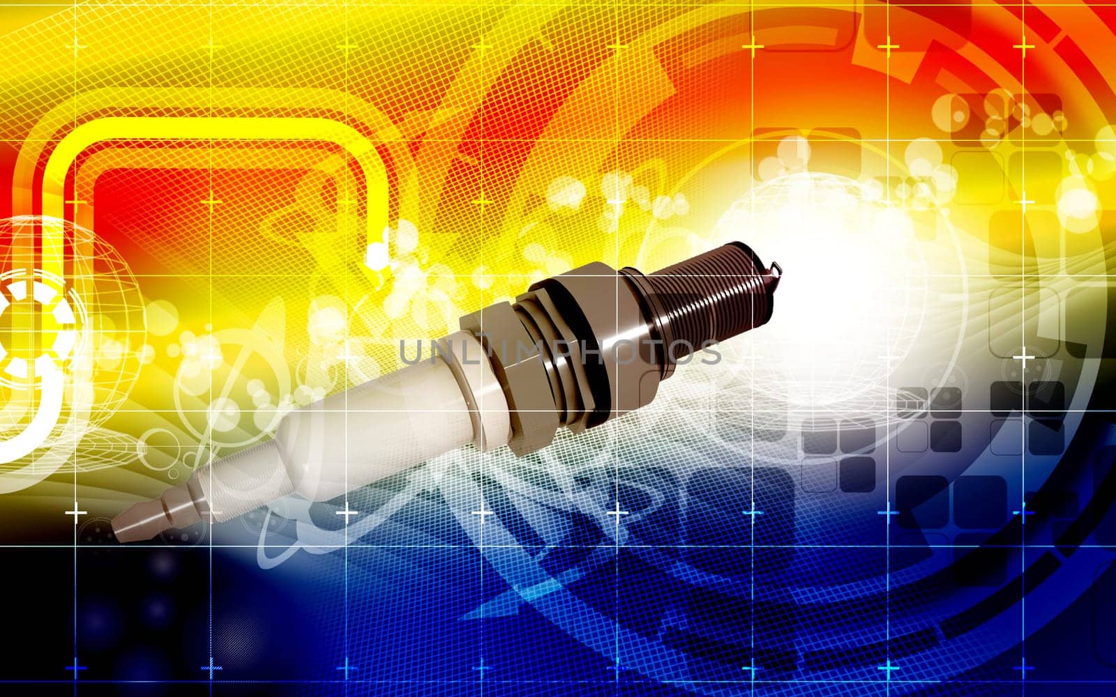 Digital illustration of Spark plug in colour background