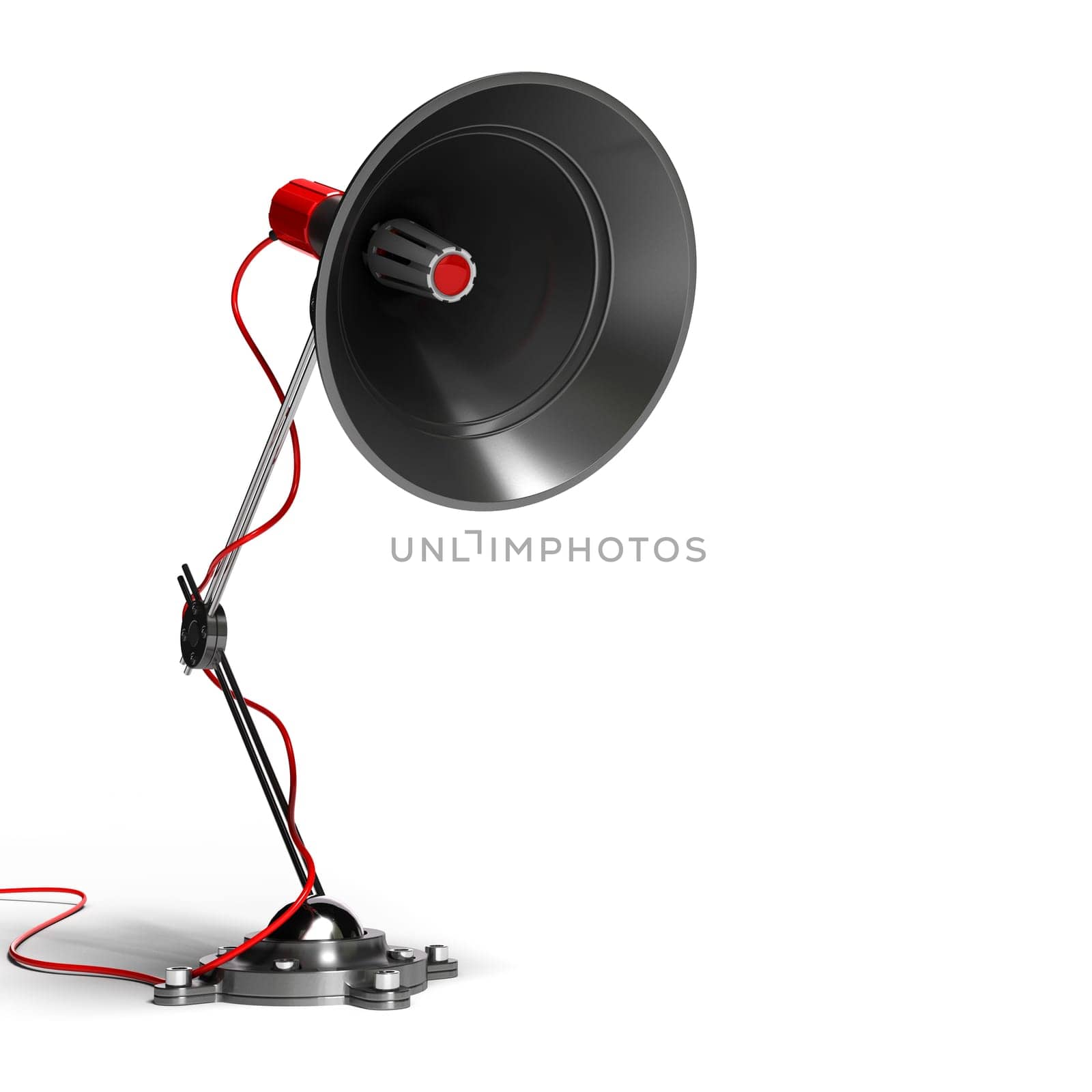megaphone and metal post isolated over a white background