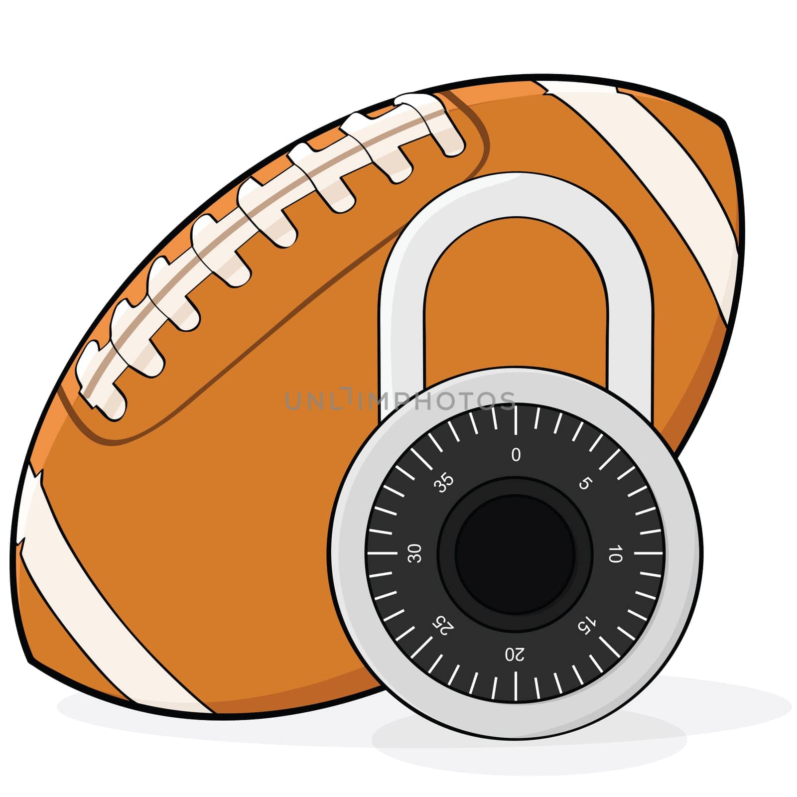 Concept illustration showing a football and a combination padlock, in allusion to a football league lockout