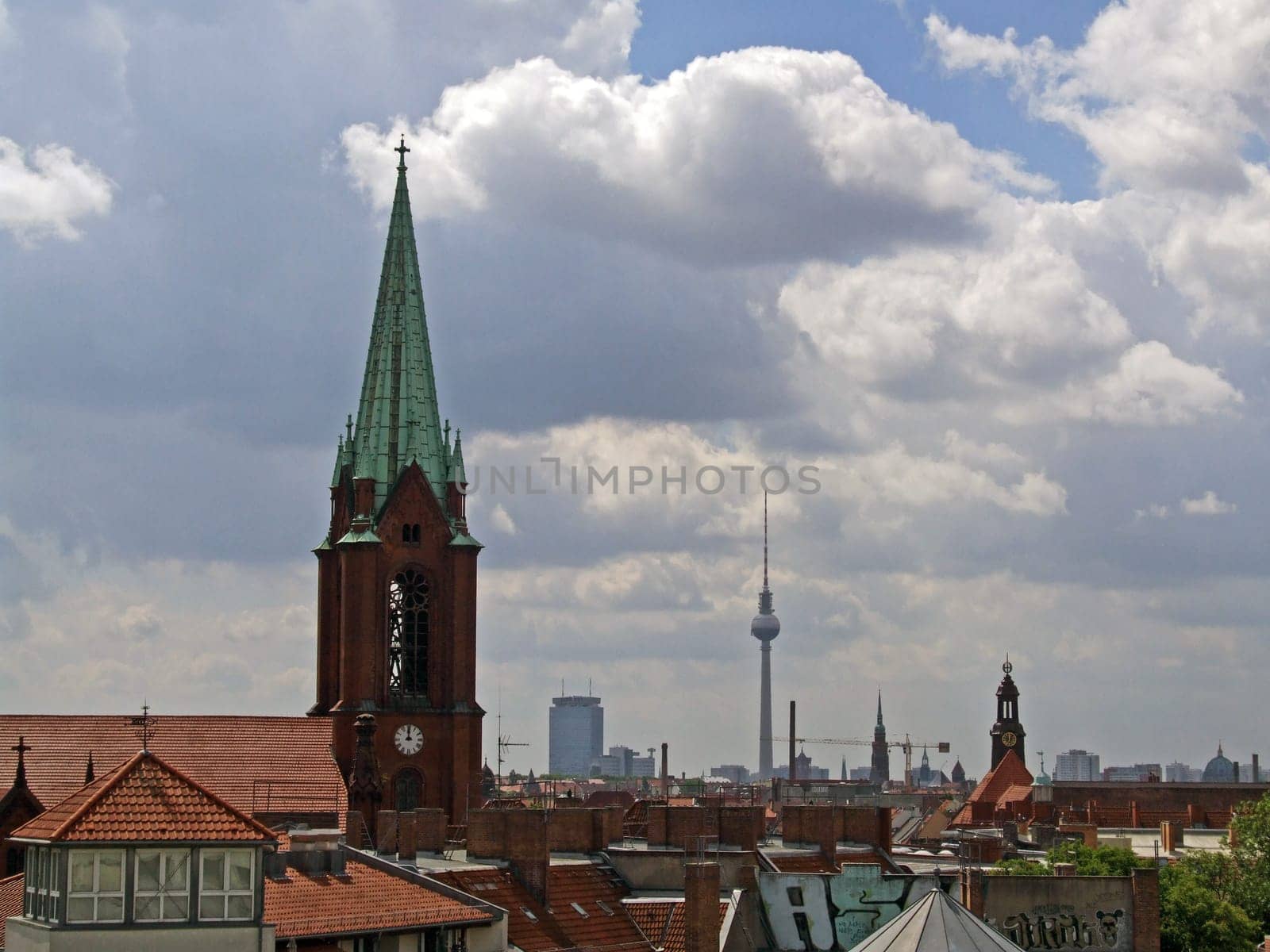 Gethsemane Church and TV Tower,Germany,Berlin