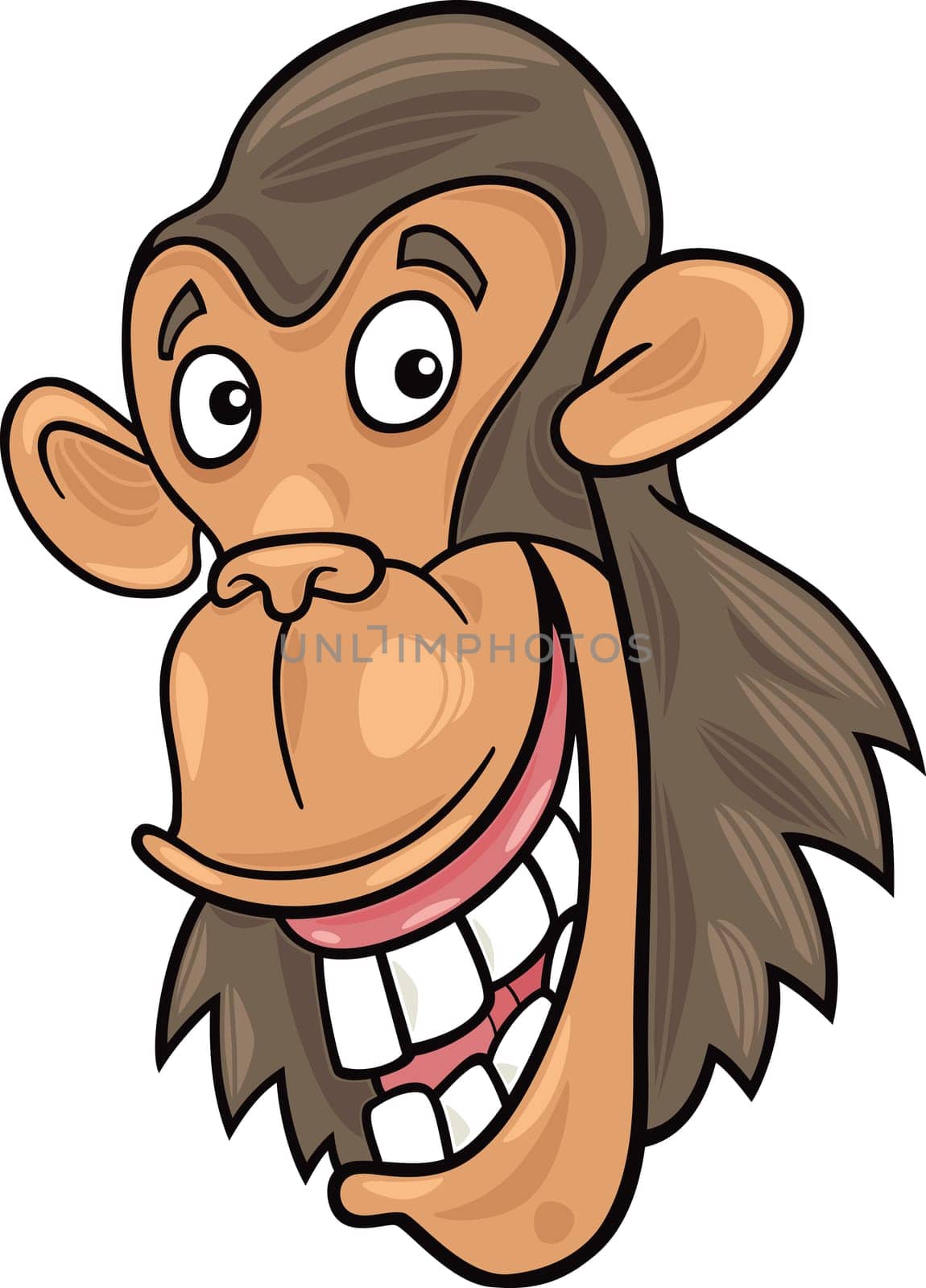 cartoon illustration of funny chimpanzee ape