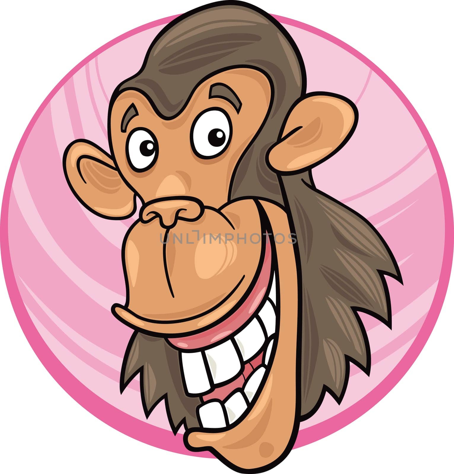 cartoon illustration of funny chimpanzee ape