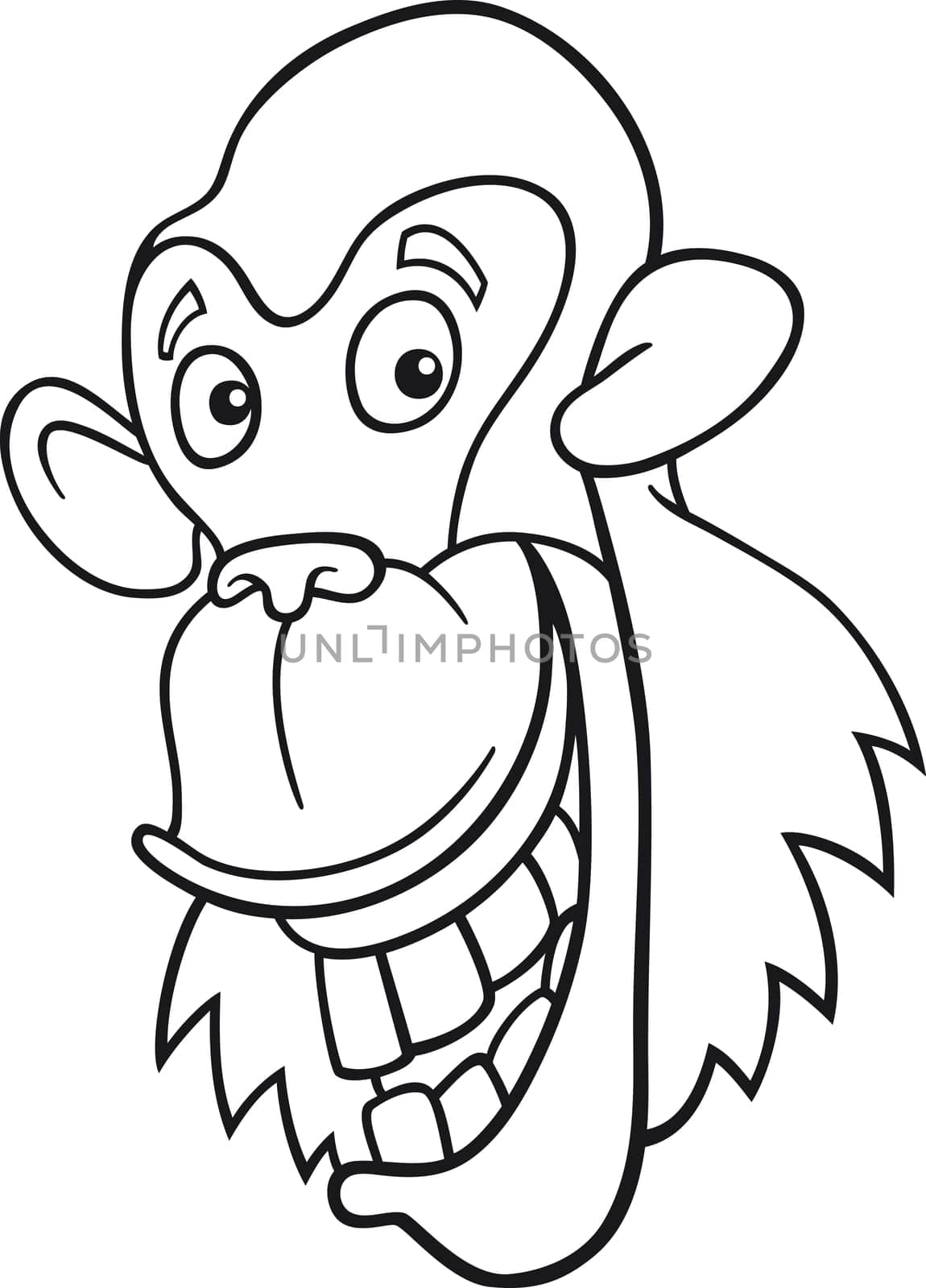cartoon illustration of funny chimpanzee ape for coloring book