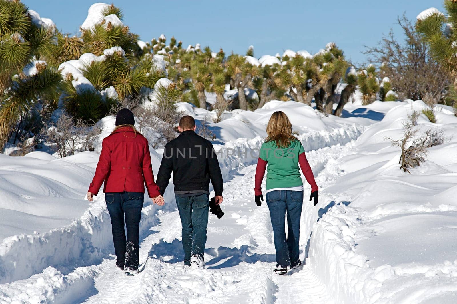 Young people enjoy a fresh snow fall