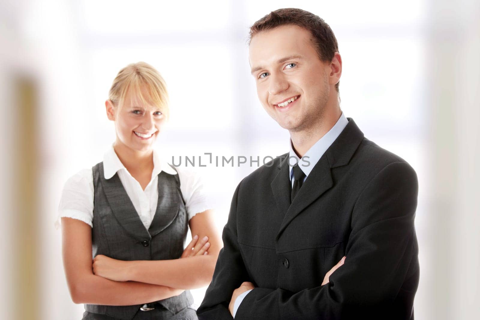 Young attractive business people