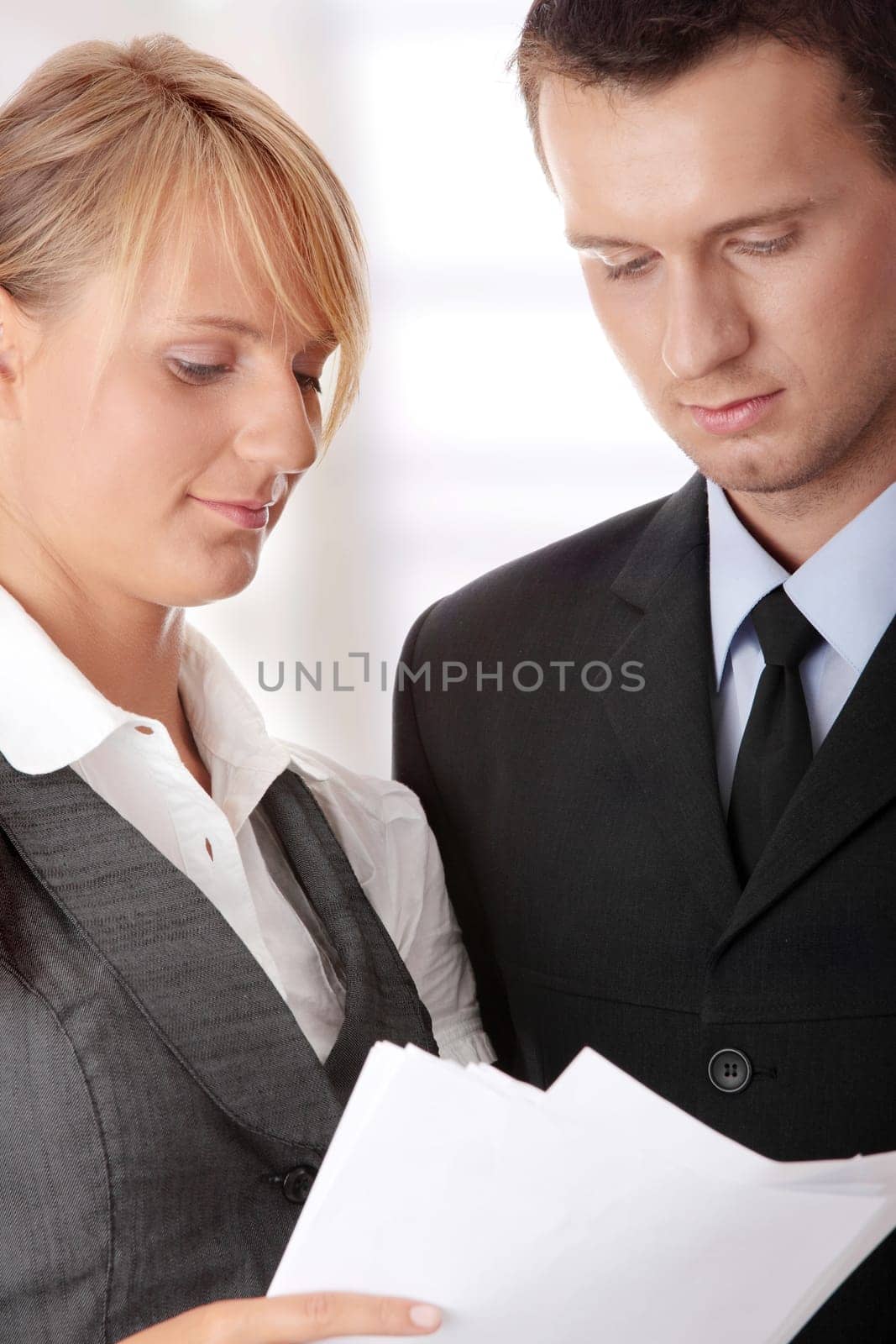 Young attractive business people