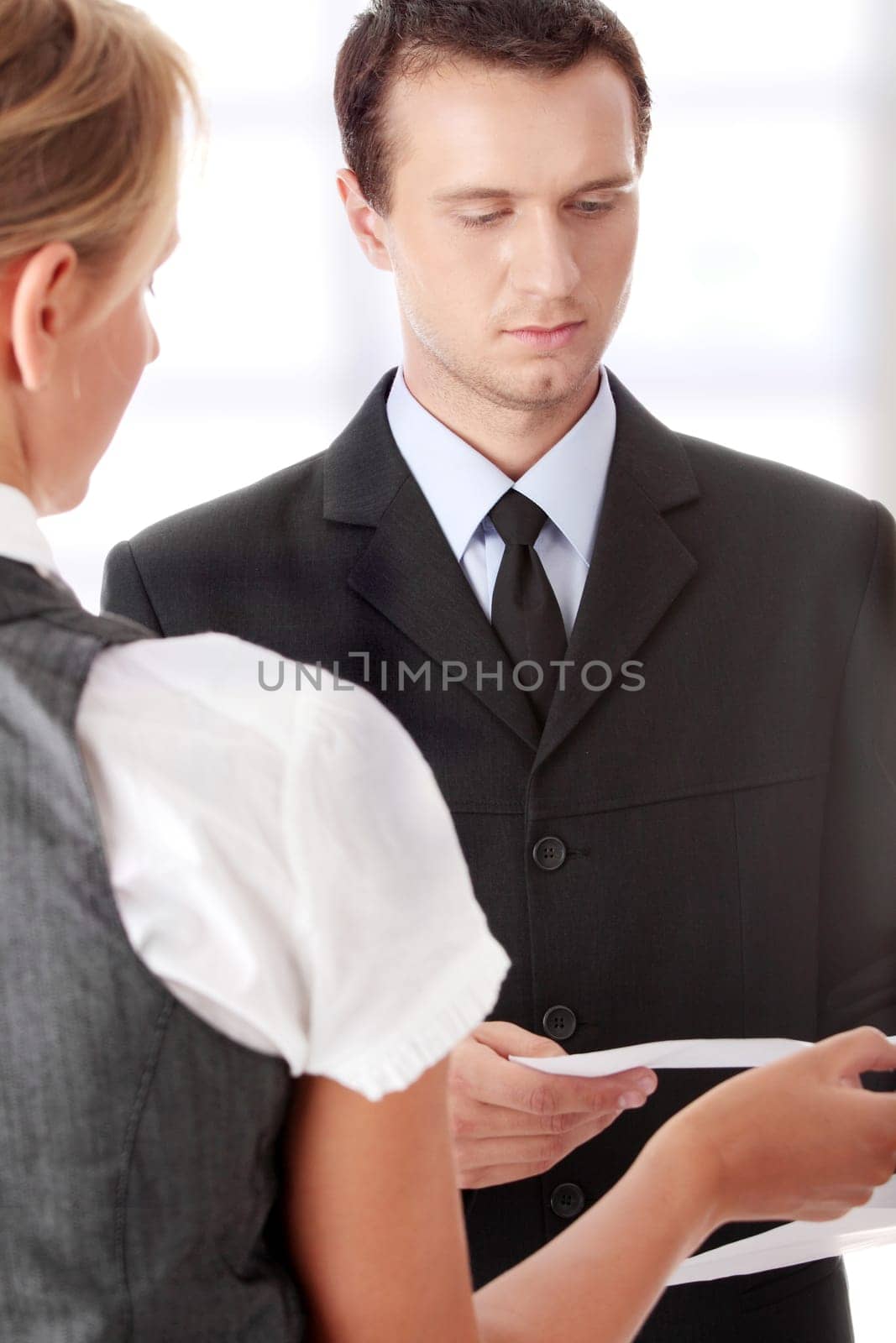 Young attractive business people