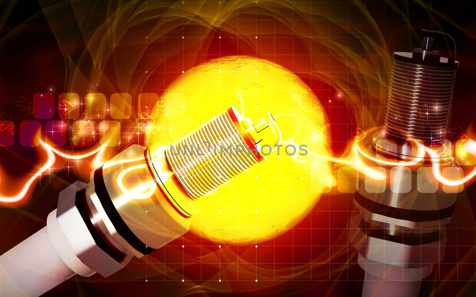 Digital illustration of Spark plug in colour background