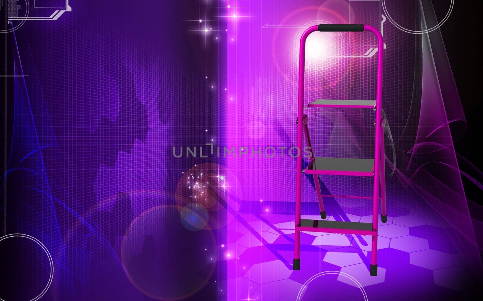 Digital illustration of ladder in colour background