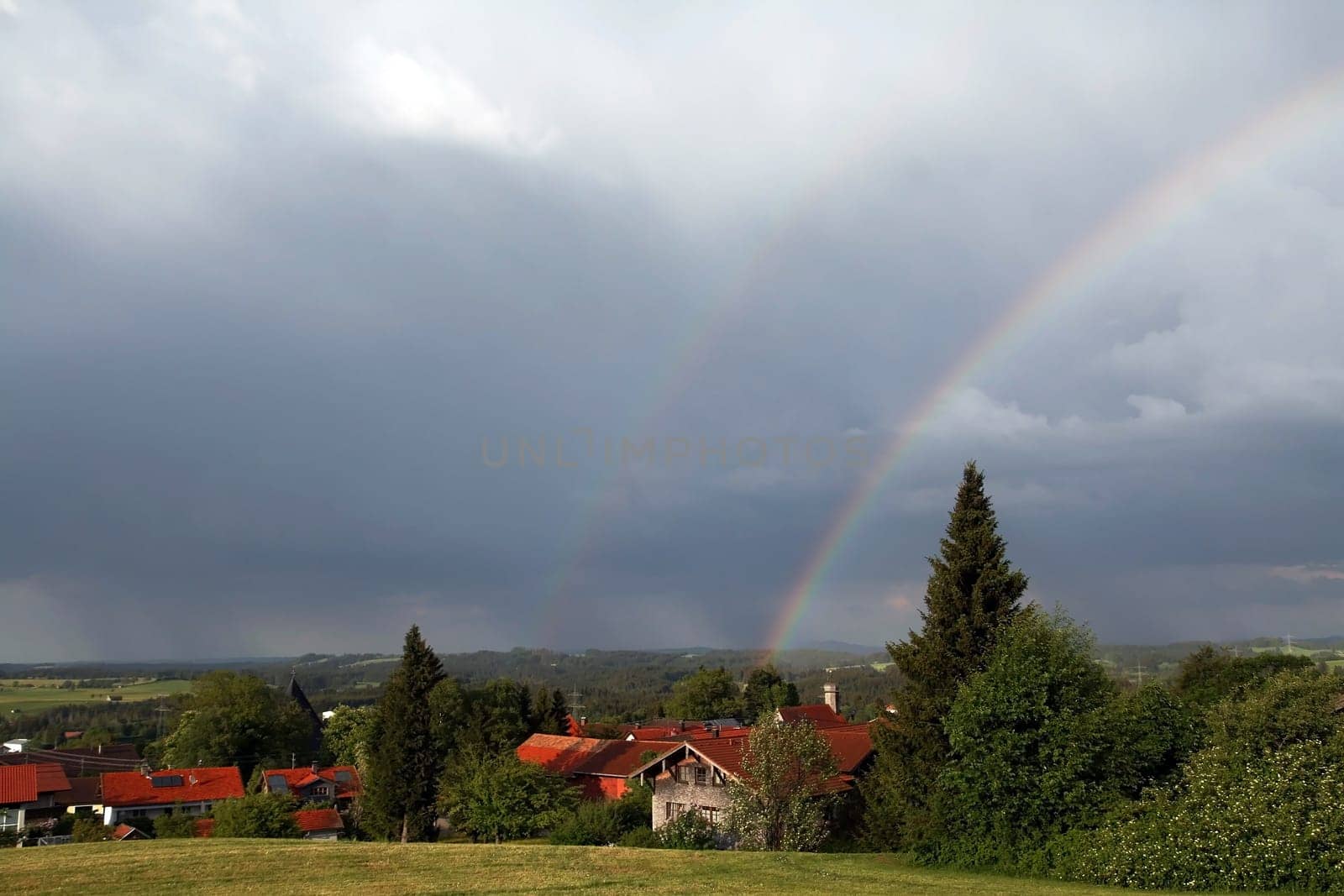 The rainbow over the church
