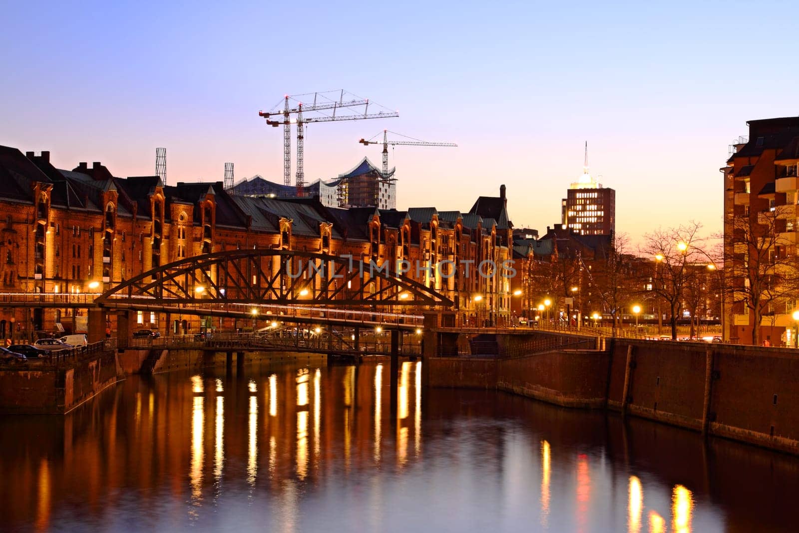 Hamburg Speicherstadt in the evening
