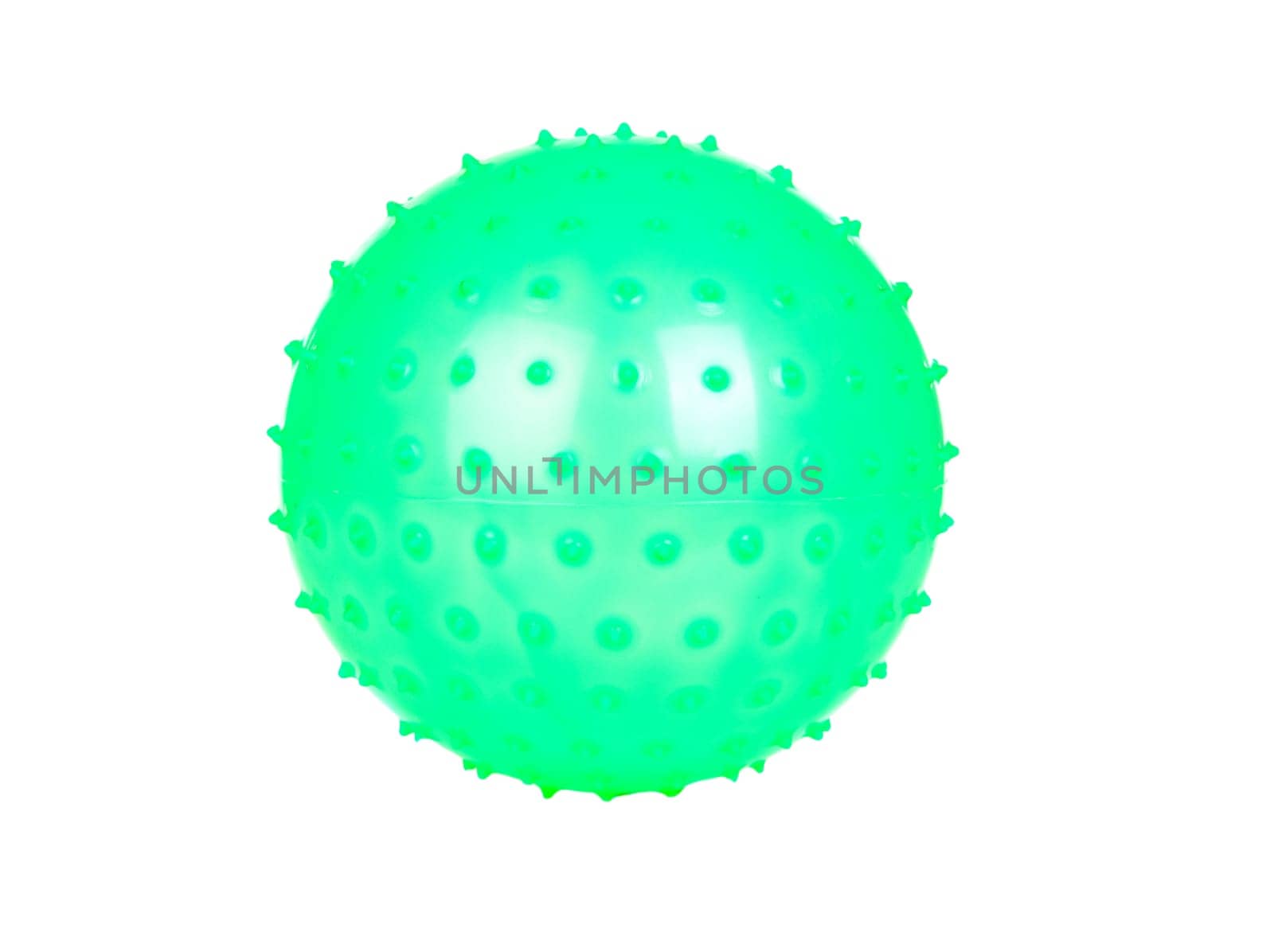 Green ball with spikes isolated on a over white background