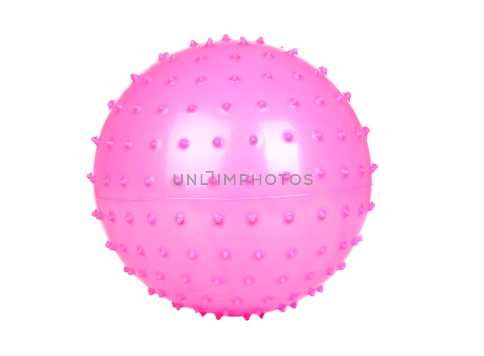 Pink ball with spikes isolated on a over white background
