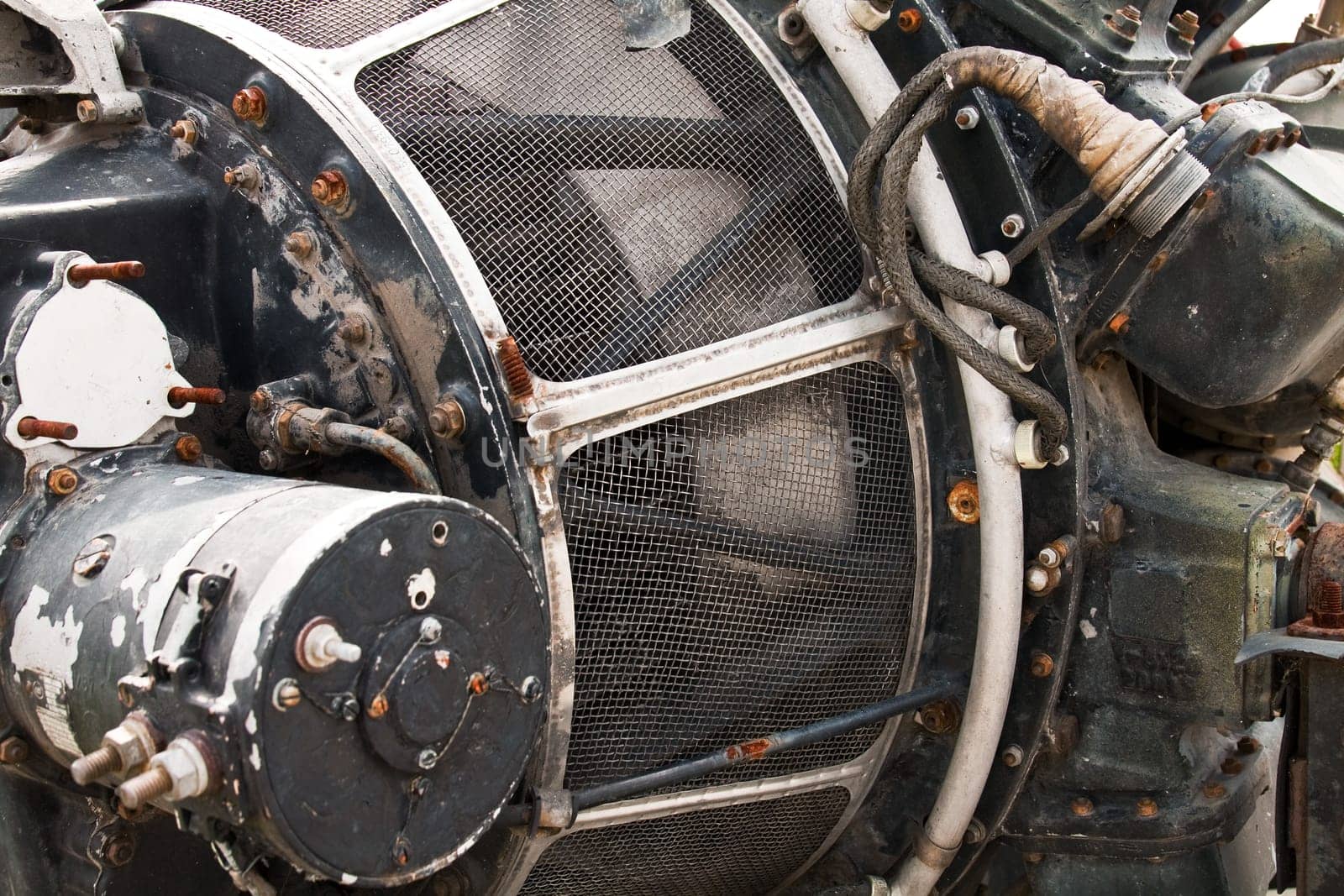 Details of aircraft engine exposed to the weather
