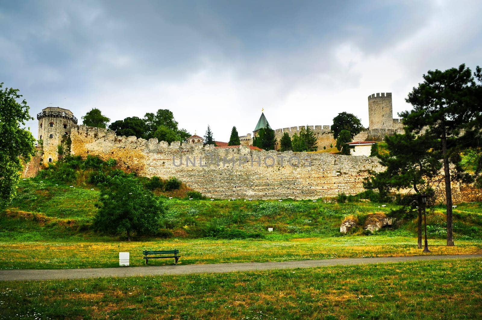 Kalemegdan fortress in Belgrade with walking path