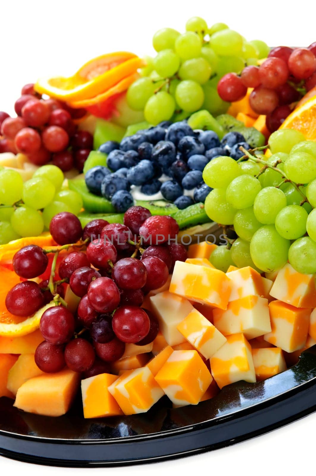 Platter of assorted fresh fruit and cheese