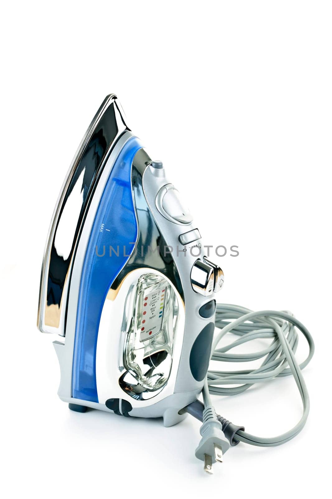 Electric iron with cord isolated on white background