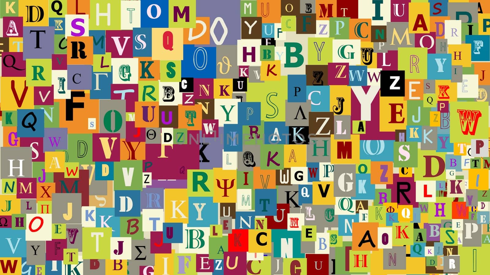 Abstract letters background, graphic illustration
