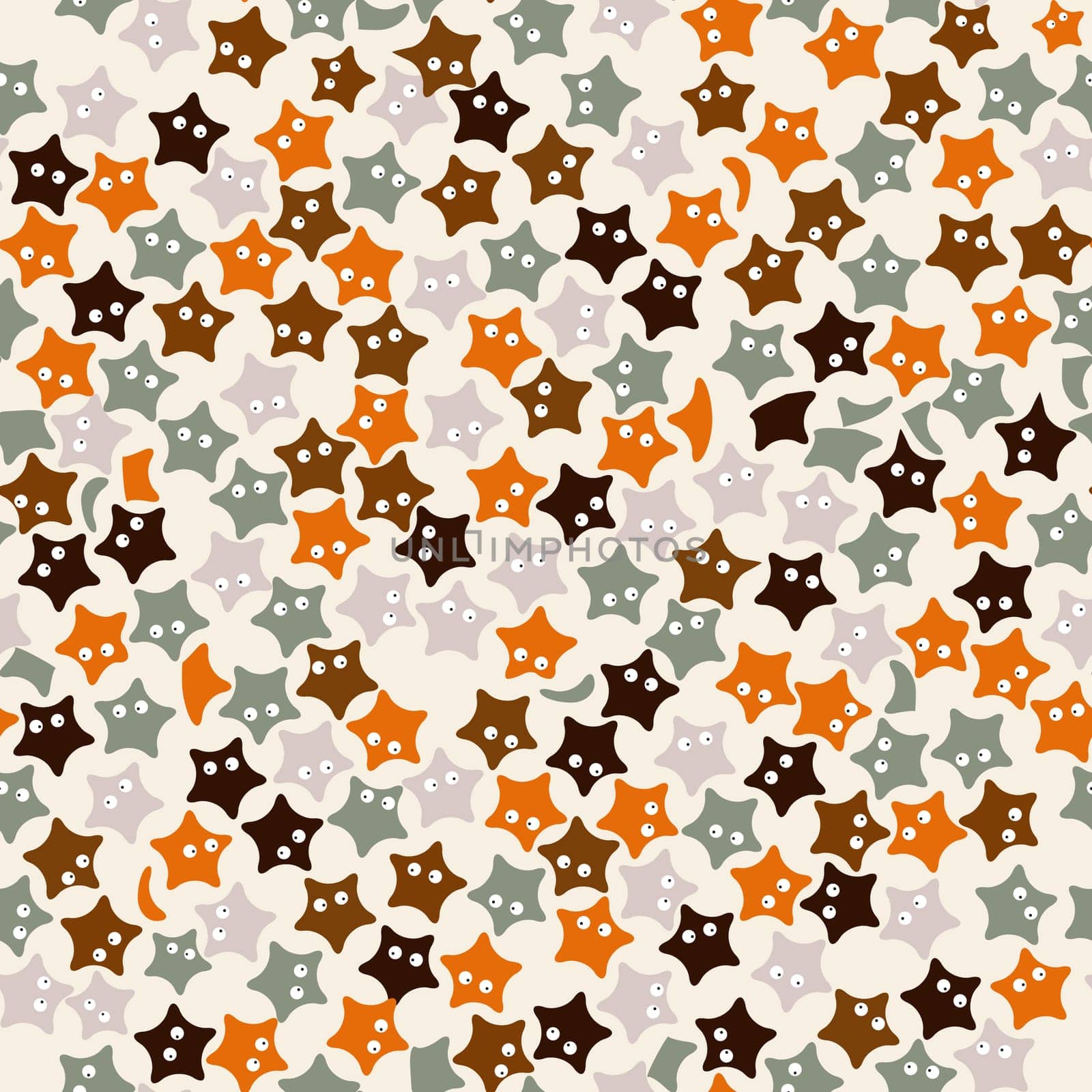 Funny starfish seamless pattern, abstract background