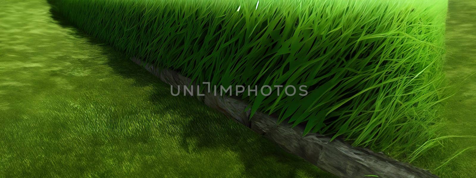 Green field, tree and blue sky.Great as a background,web banner. Generative AI. by Benzoix