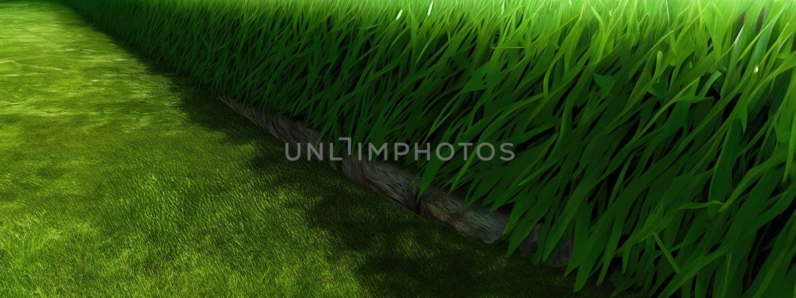 Green field, tree and blue sky.Great as a background,web banner. Generative AI. by Benzoix