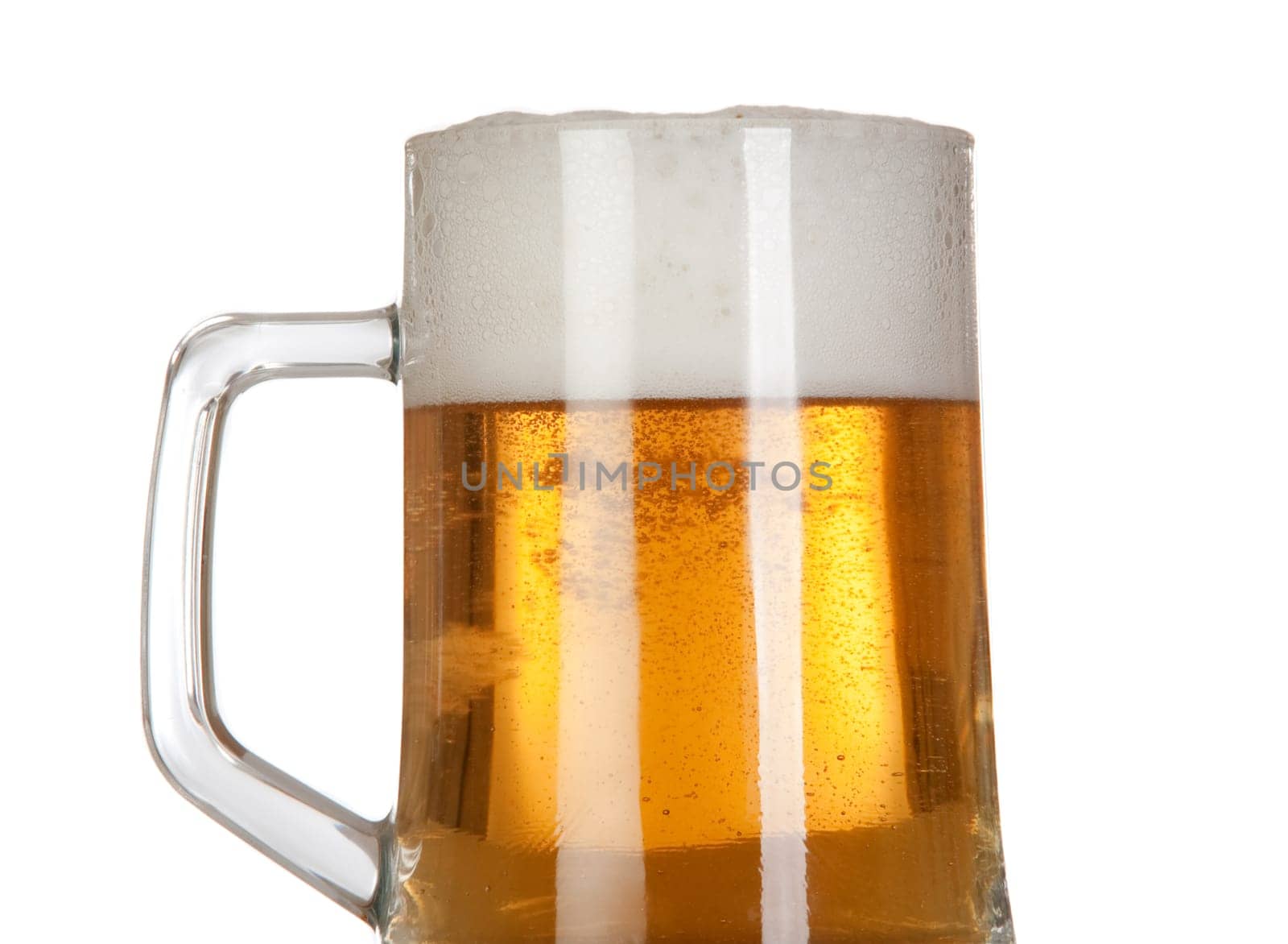 Beer in a glass jar on white background isolated