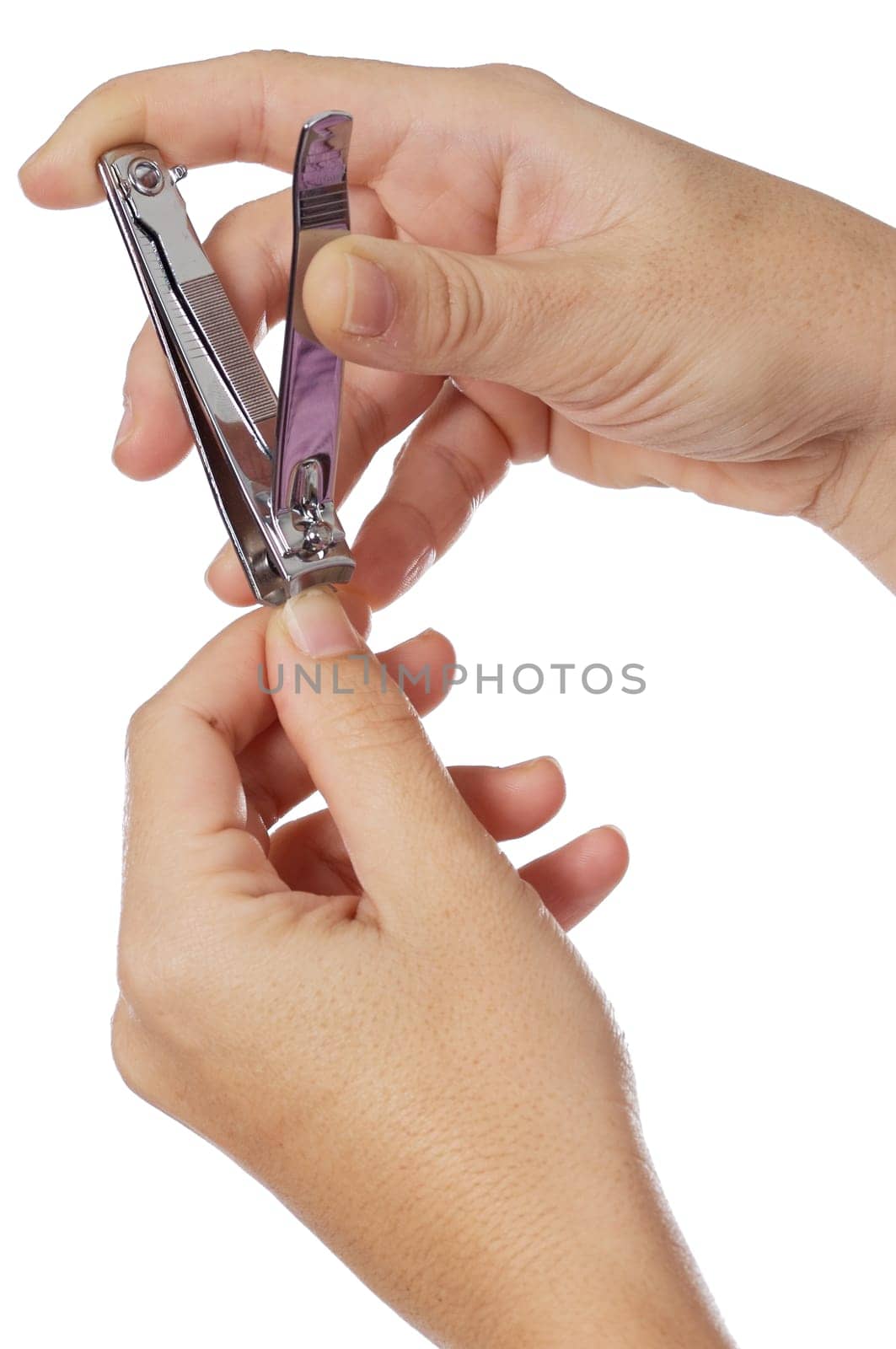 A nail clippers a over white background