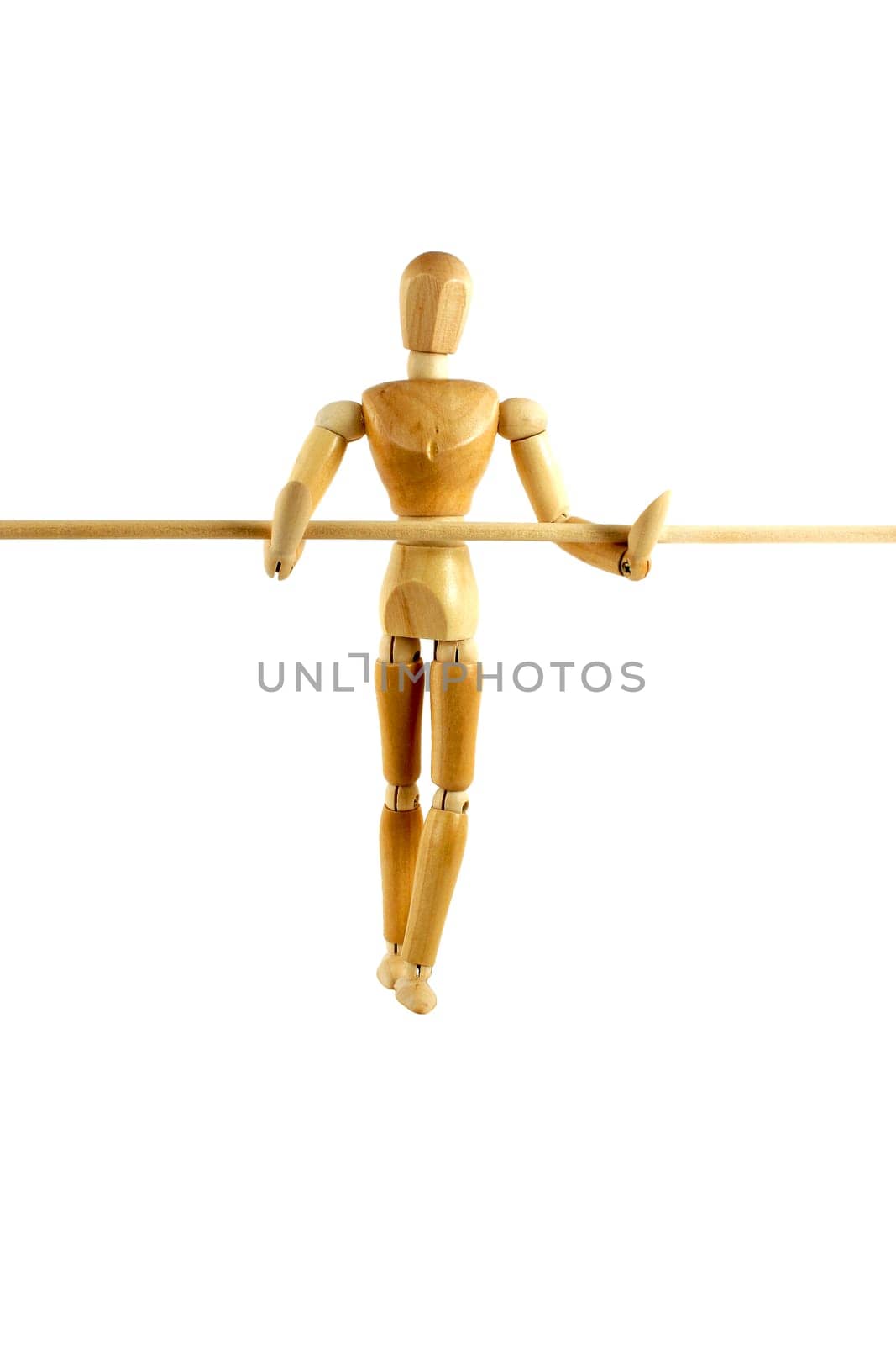 A Manikin waling a tightrope