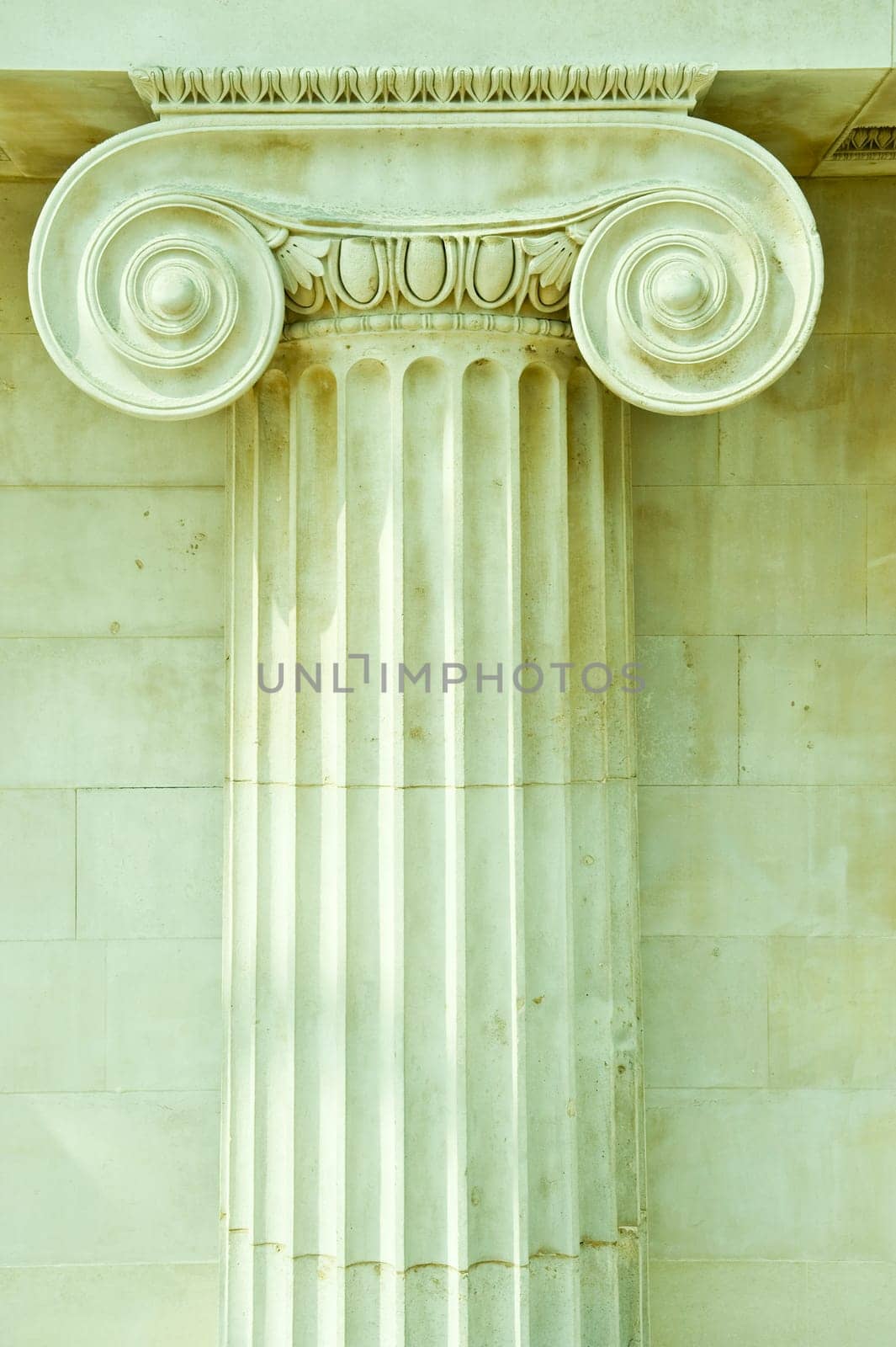 Corinthian antique column in an interior British museum