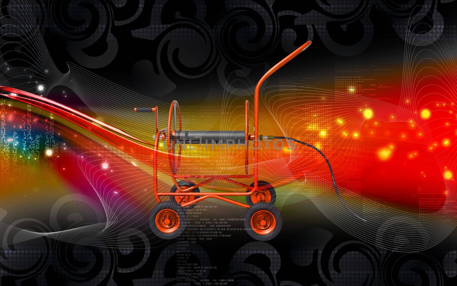 Digital illustration of a heavy duty hose in colour background