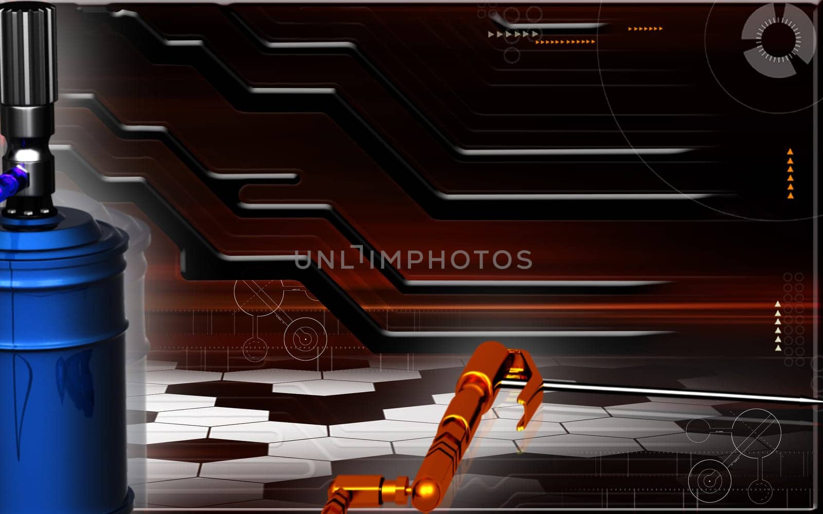 Digital illustration of air grease pump in colour background