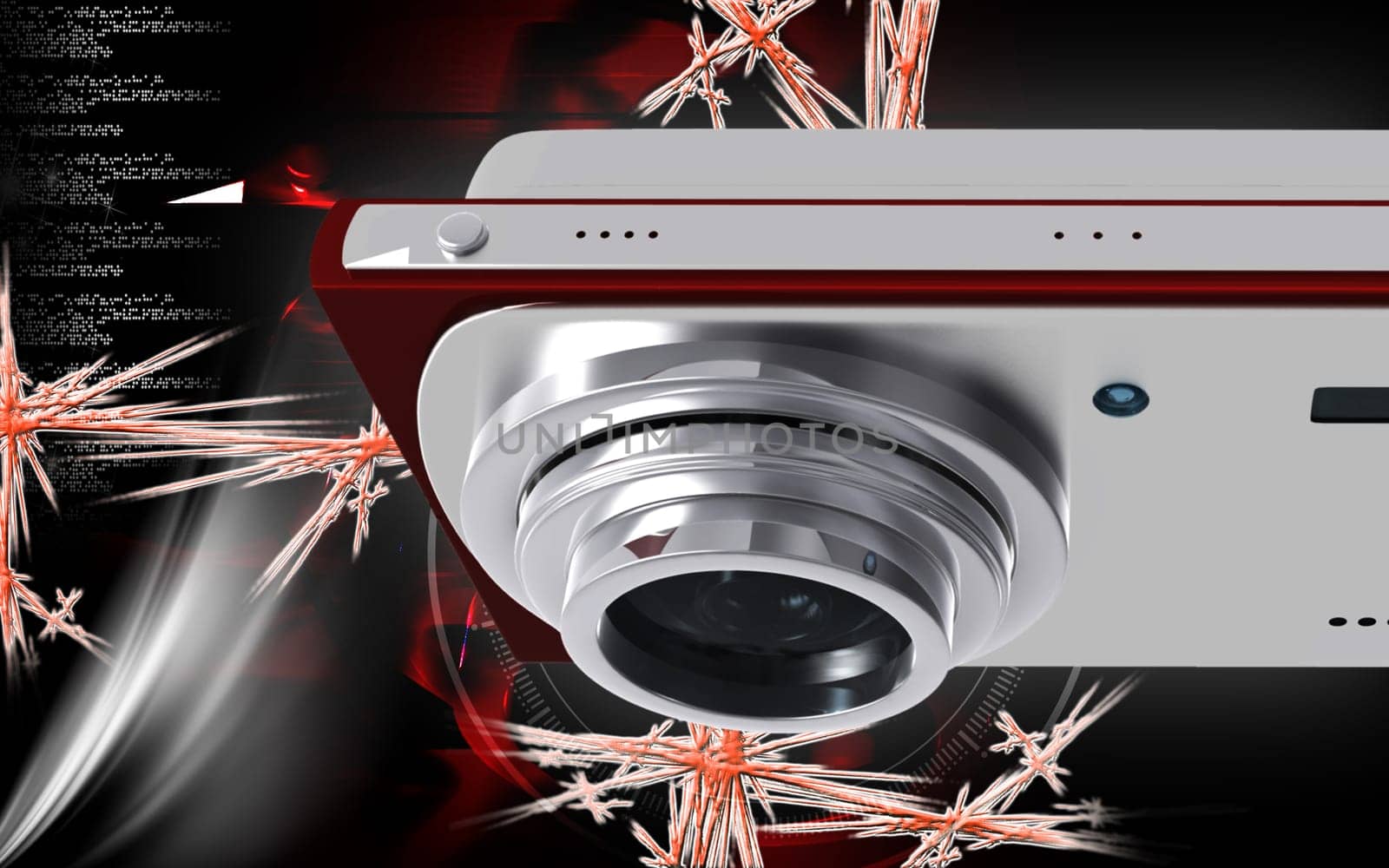Digital illustration of camera in colour background