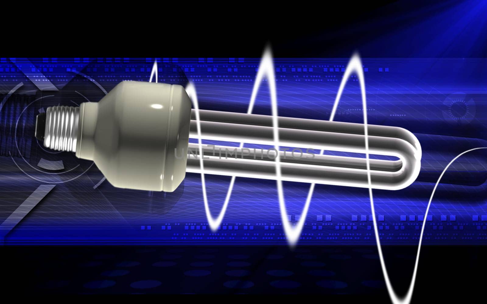 Digital illustration of a CFL light in colour background