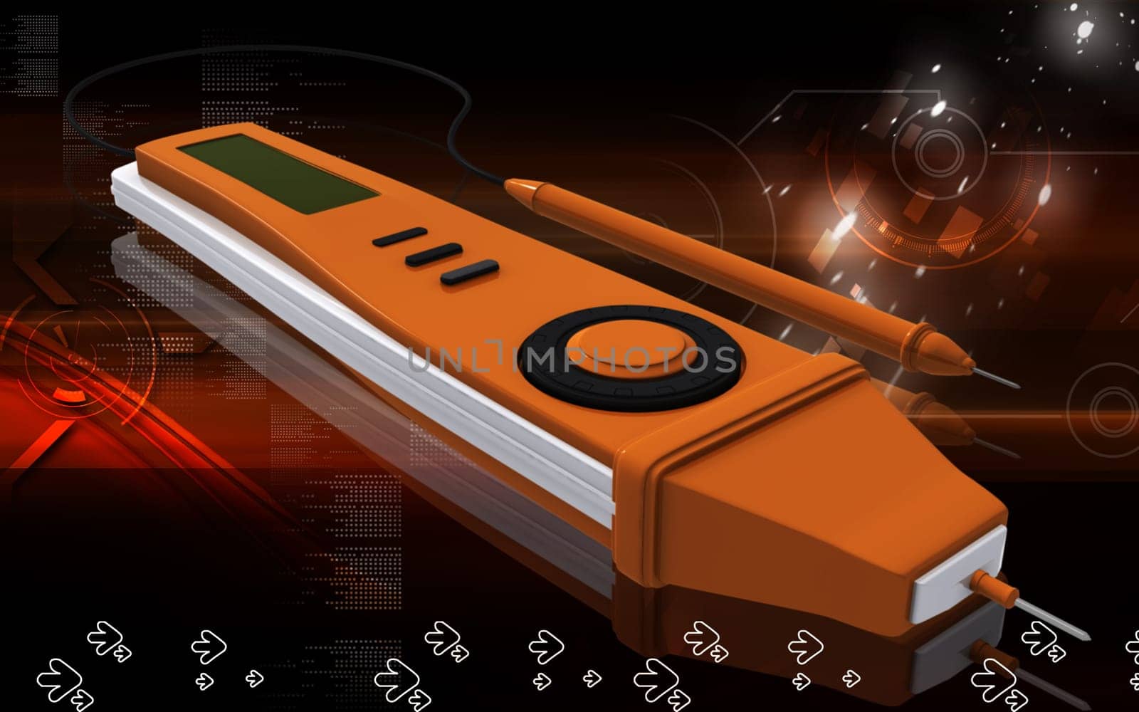 Digital illustration of digital multi mater in colour background