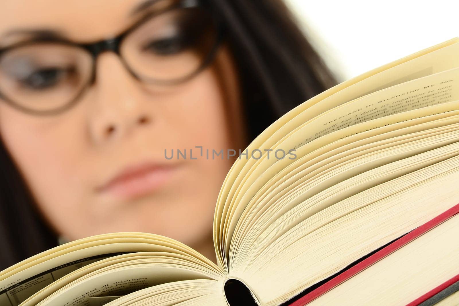 Young woman reading a book