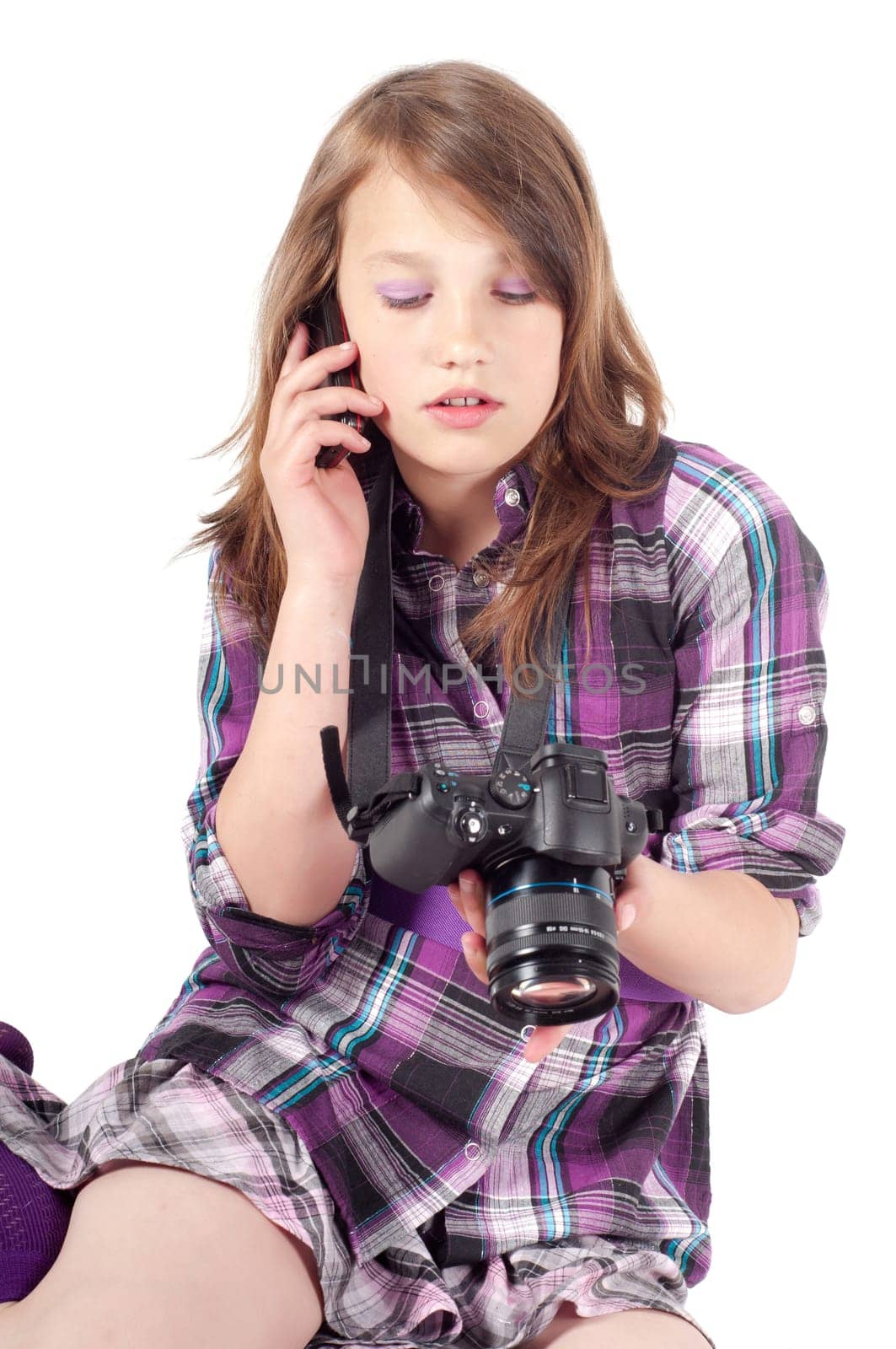Teenager girl in studio isolated on white